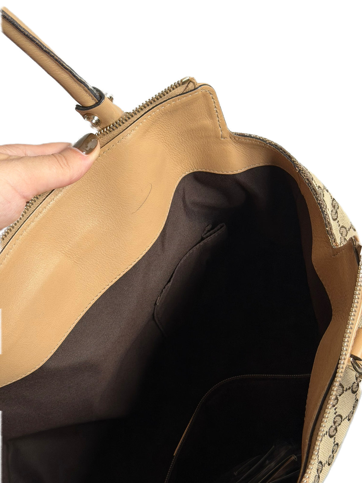 GUCCI GG Canvas Tote Bag Brown