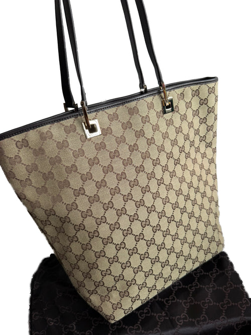 GUCCI GG Canvas Beige Tote Bag