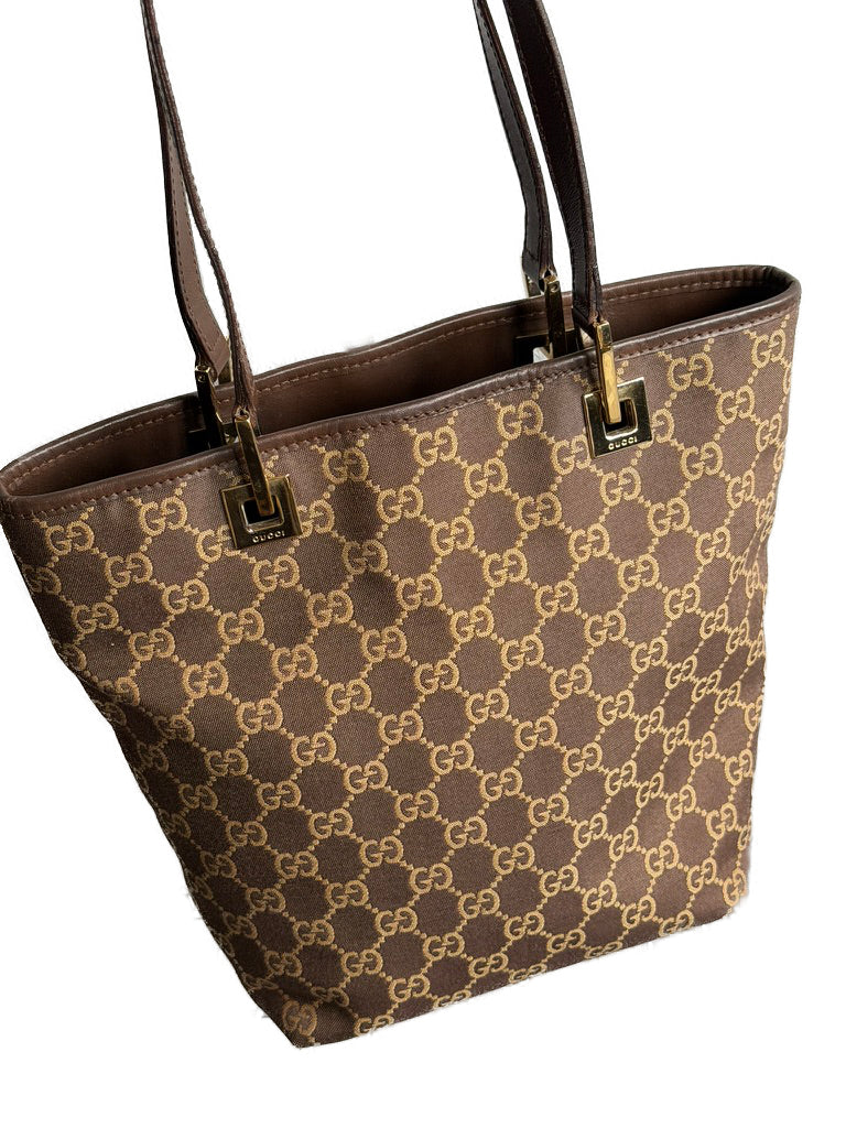 GUCCI GG Canvas Mini Tote Brown